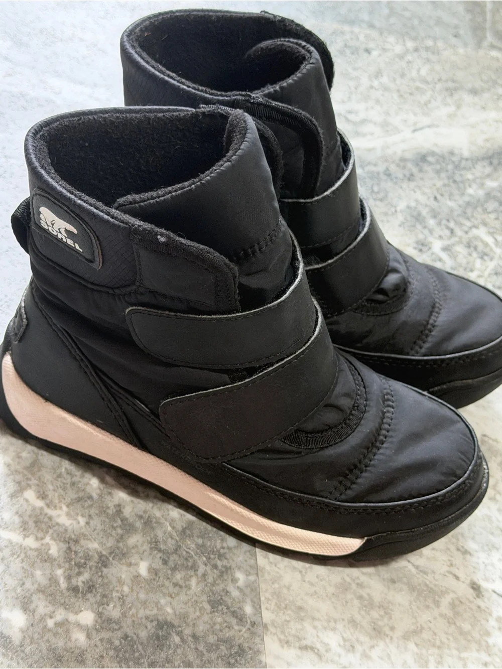 SOREL Kids Waterproof Winter Snow Boots mid Black Size 12 Whitney unisex
